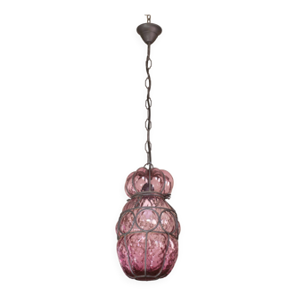 Plum colour Venetian Lantern, Seguso Murano Glass, Italy, 1950s