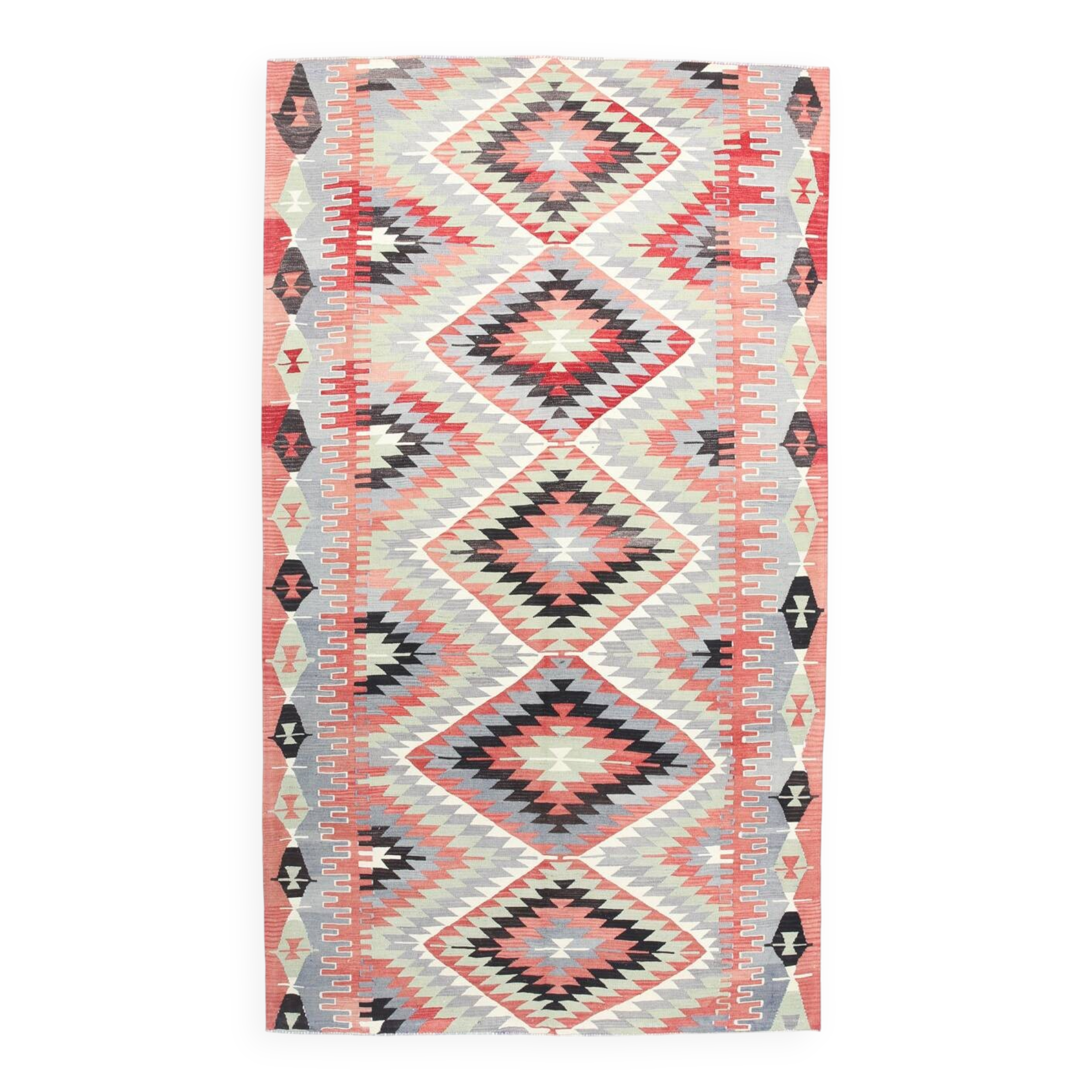 Geometric Madalion Design Kilim Rug, 181x320Cm Rug For Living Room