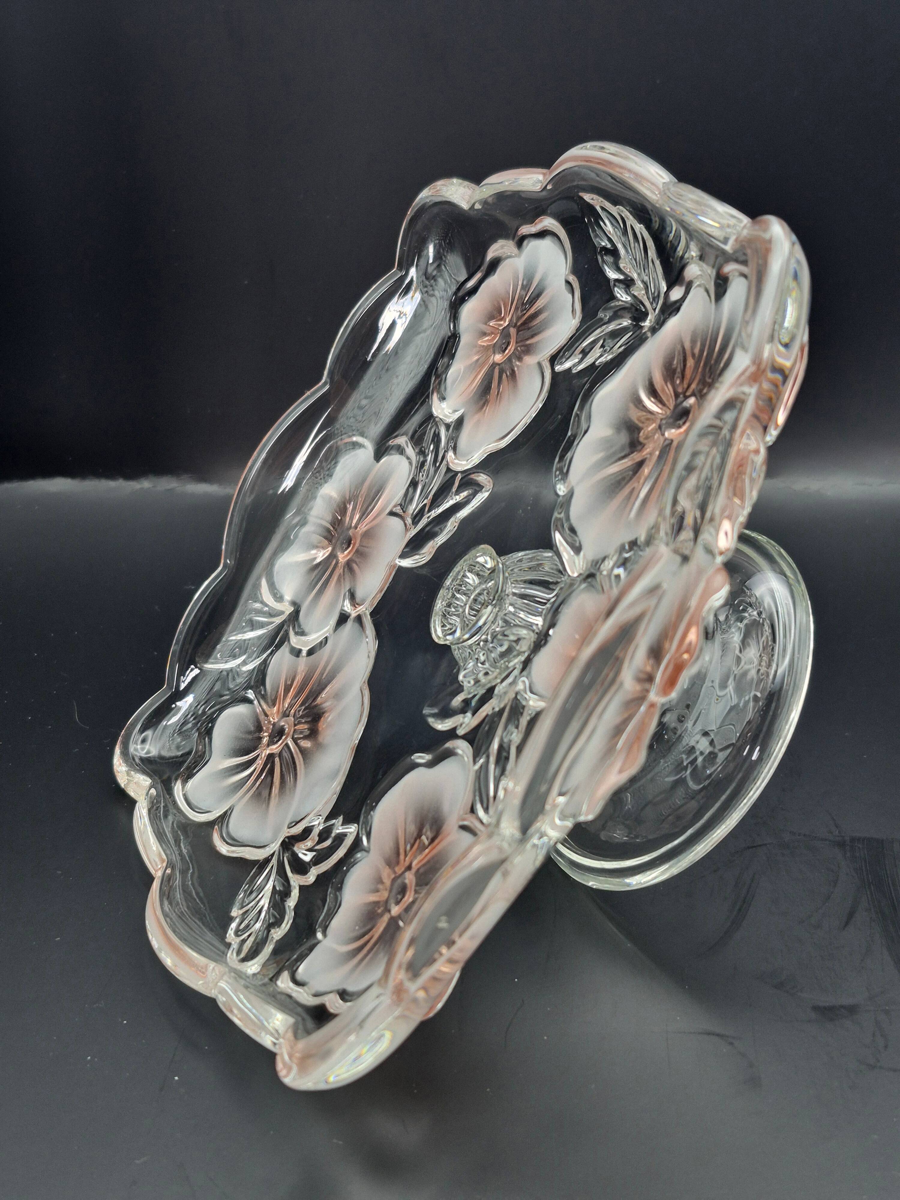 Vintage glass display stand "Pansy Bouquet Pink" — Studio Nova by Mikasa