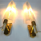 Pair of large crystal 'feather' wall lamps by André Arbus & Veronese, 1950s