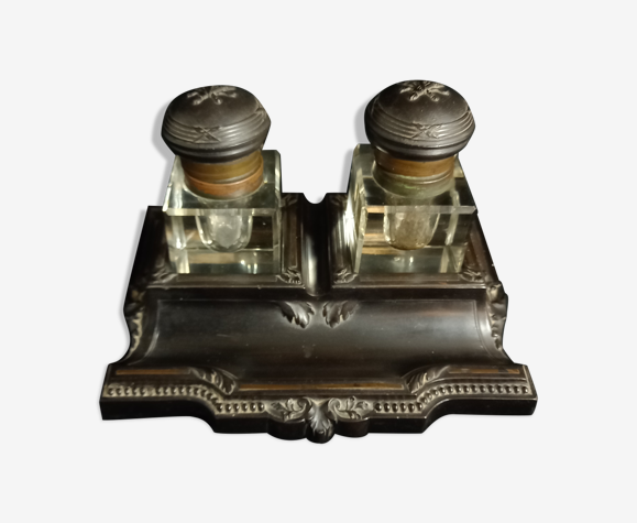 Napoleon iii inkwell in ebène with crystal pots