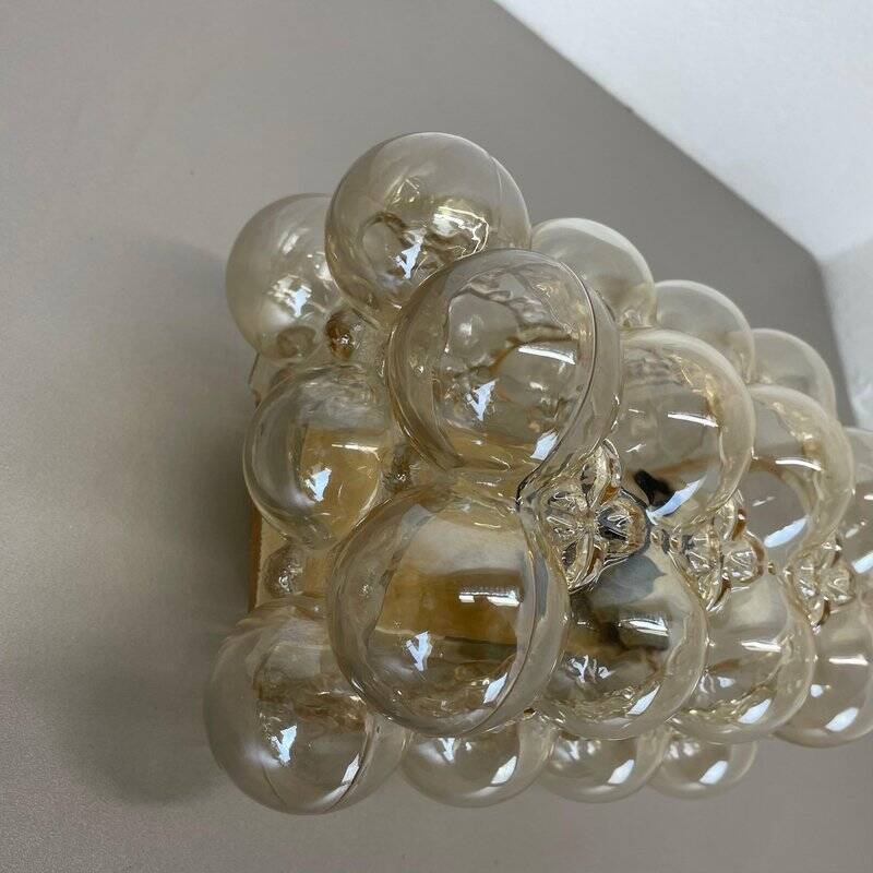 Amber vintage glass wall lamp by Helena Tynell for Glashütte Limburg, 1970s