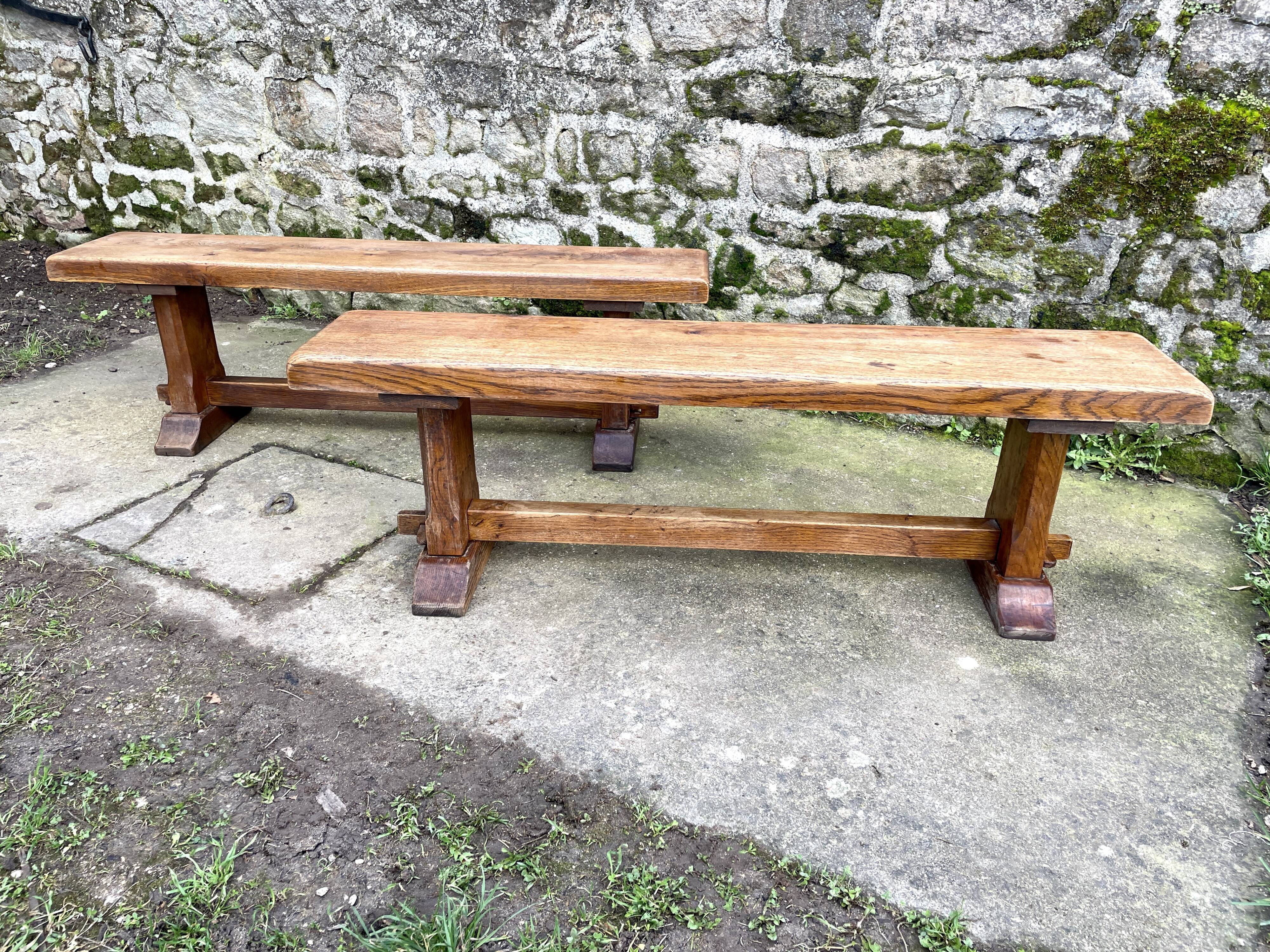 Pair of solid oak benches