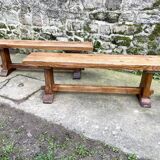 Pair of solid oak benches