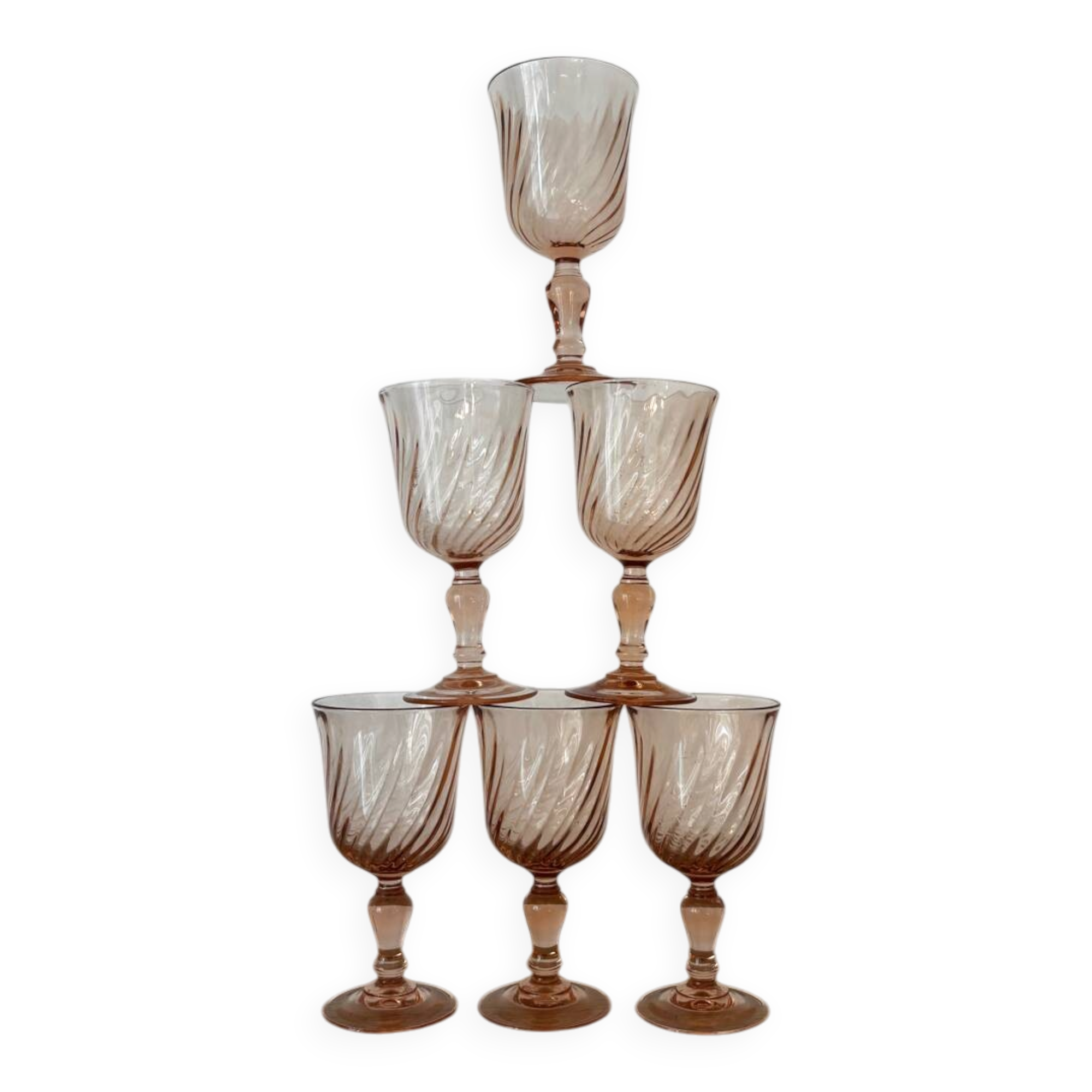 Vintage lot de 6 verres à vin Luminarc Rosaline