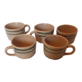 Lot de 5 tasses à café en grès vintage