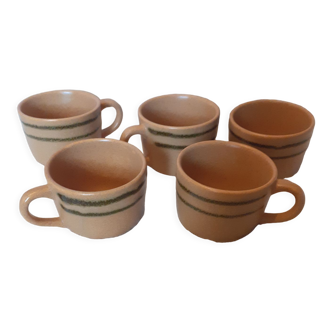 Set of 5 vintage stoneware coffee cups