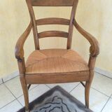 Paire de fauteuils rustiques bois et paille