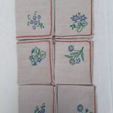 6 serviettes brodées à la main