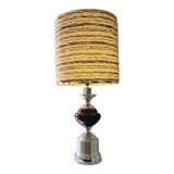 Lamp in chrome and brushed aluminum and porcelain year 70
