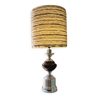 Lamp in chrome and brushed aluminum and porcelain year 70