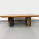 Vintage Brutalist Stone and Oak Coffee Table from the 70s 80s