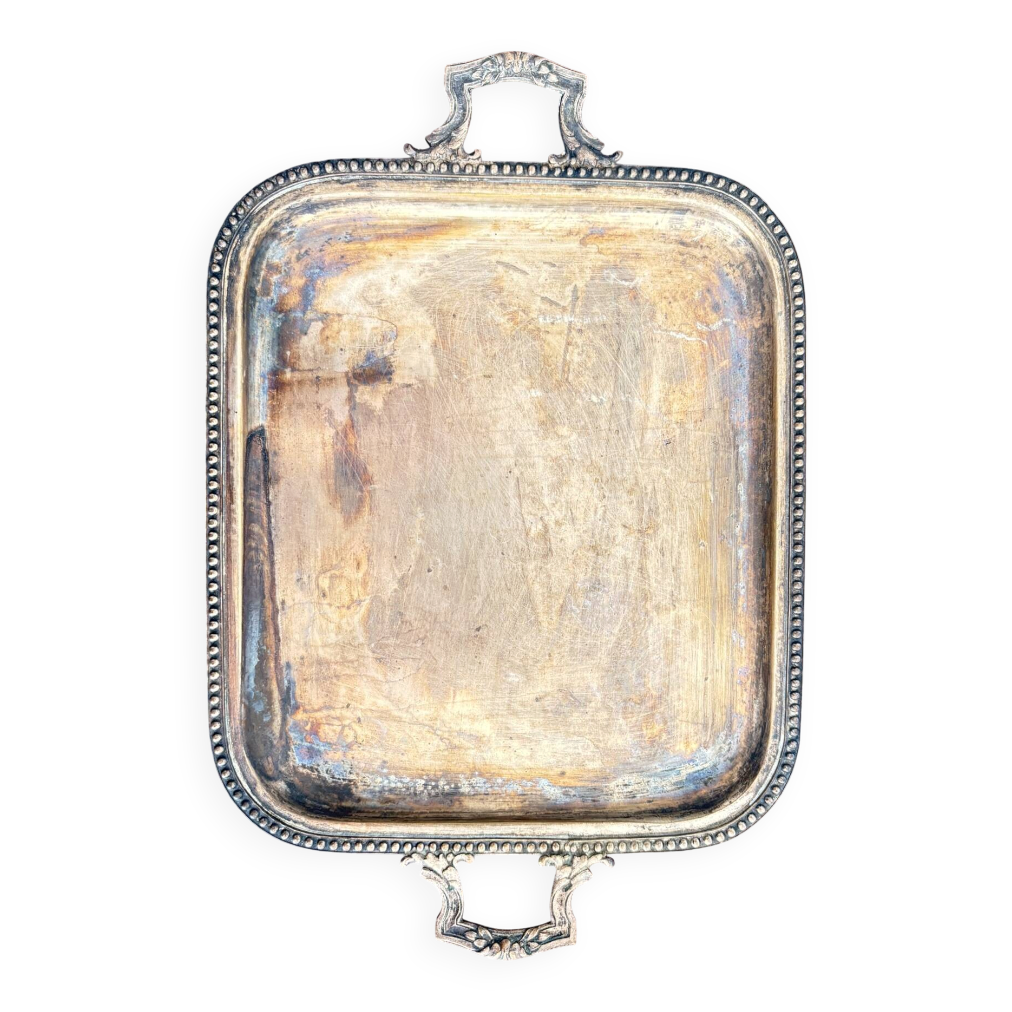 Silver Plated Metal Tray Louis XVI Style 1920 Gordon Hanse Pattern