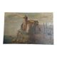 Painting oil on canvas seascape with castle