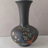 Old vase, enamelled flower decoration, to be identified