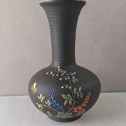 Old vase, enamelled flower decoration, to be identified