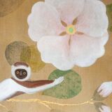 Painted canvas depicting lemurs. Contemporary work.