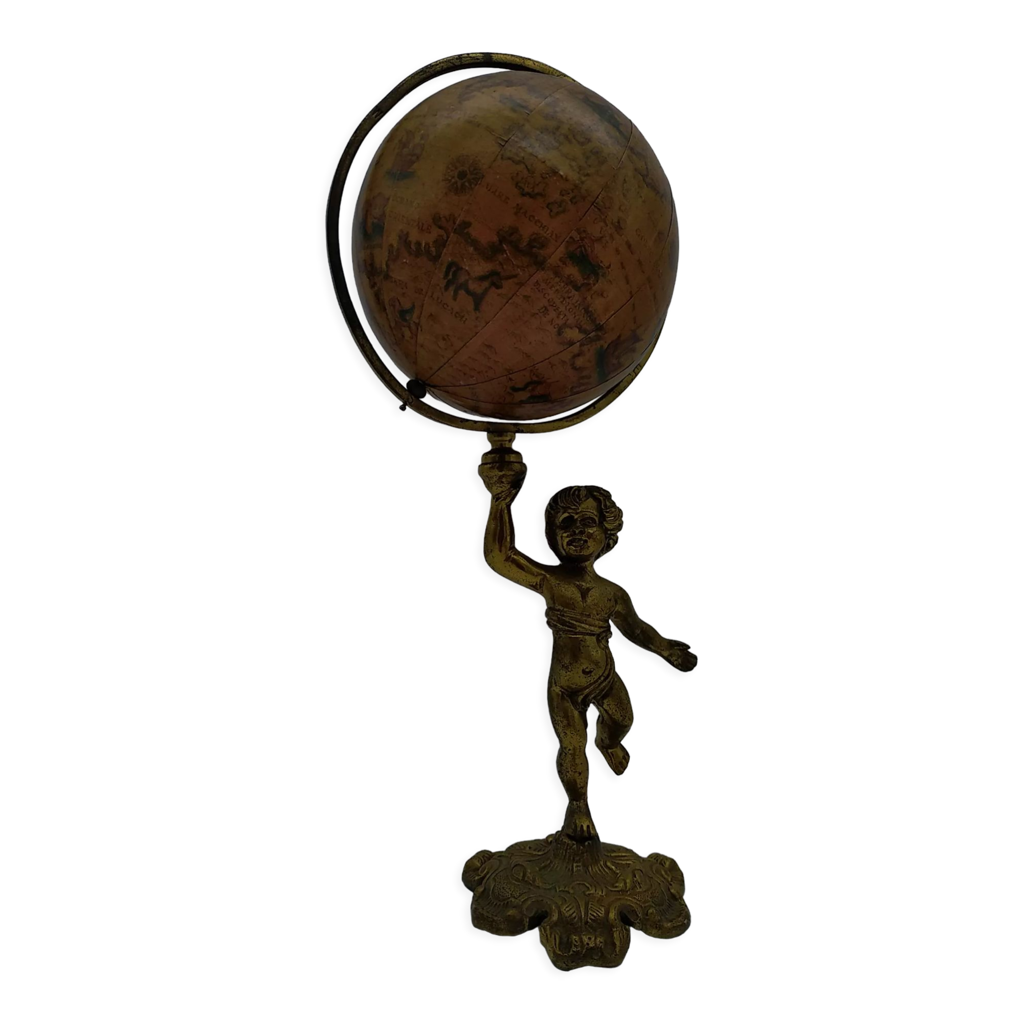 Cherub or putti carrying a globe