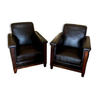 Pair of club armchairs, twentieth century