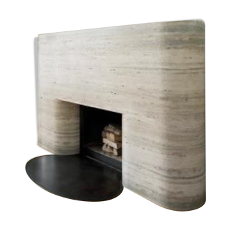 Travertine fireplace