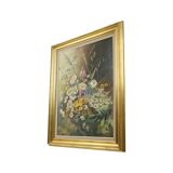 Bouquet de fleurs Nature morte Peinture à l'huile sur toile Encadrée Signée
