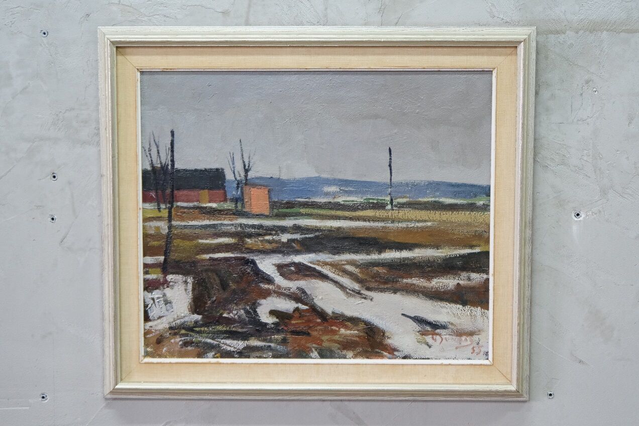 Swedish Modern Painting, Signed,  1955, Oil on Panel, Framed