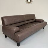 Antique buffalo leather sofa and pouf, de sede n' 18 design, from the 80s