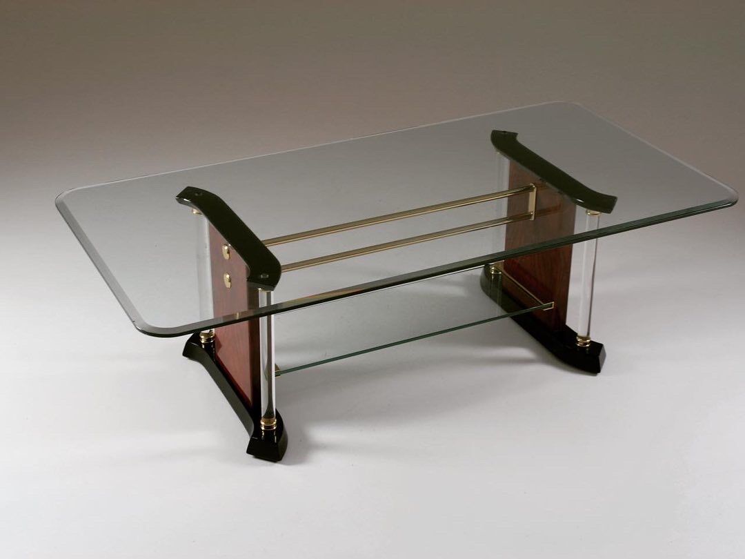 Brass and glass coffee table, 1970s