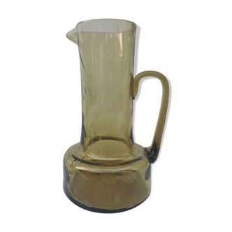 Vintage decanter made of bubbled glass, blown