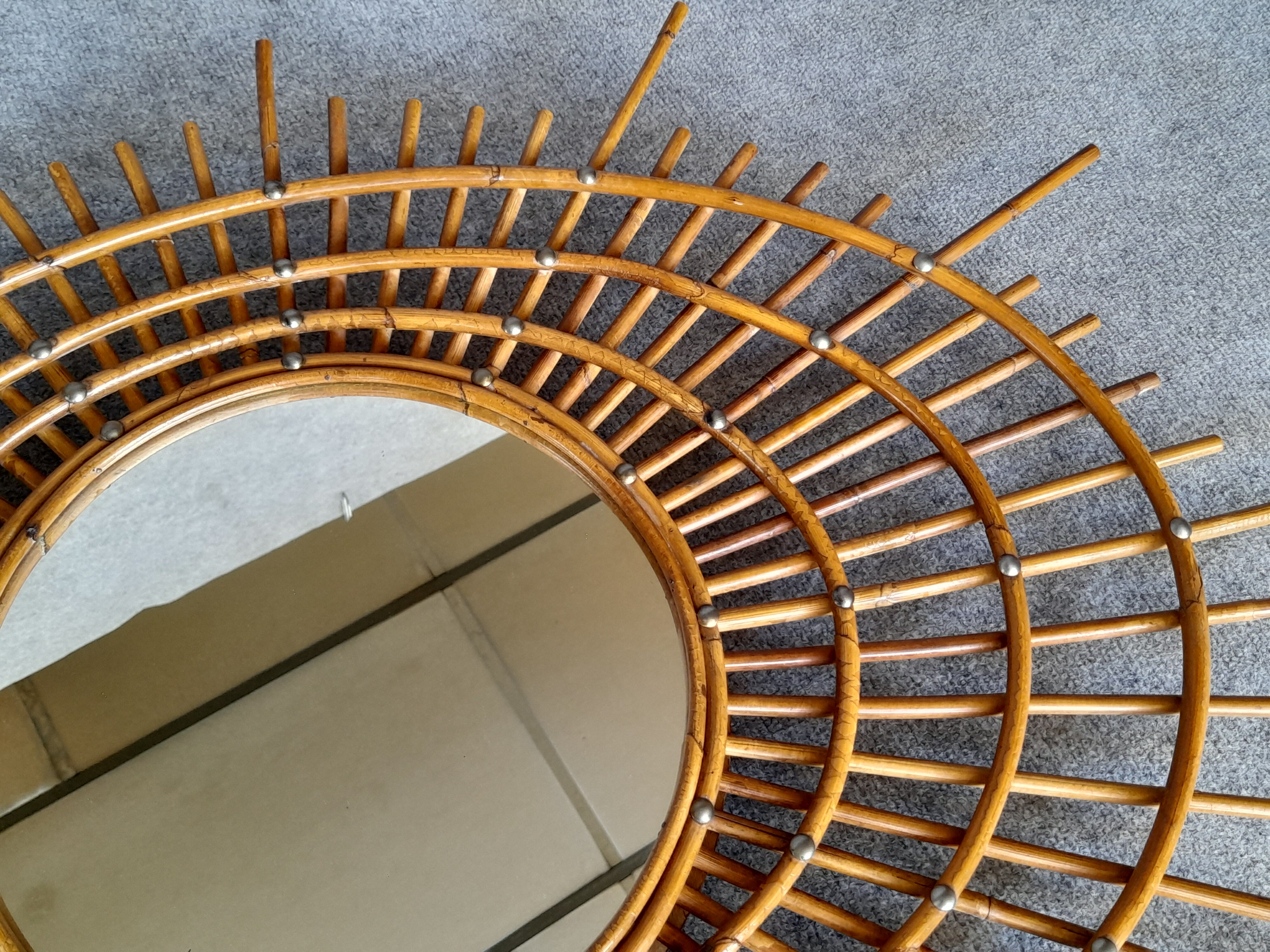 Vintage rattan mirror (known as ORTF)