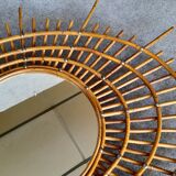 Miroir vintage en rotin ( dit ORTF )