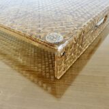 Plateau 'CHRISTIAN DIOR' plexiglass, canework and brass, 1970, lucite