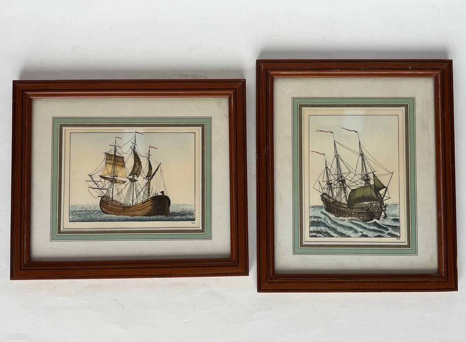 Pair of framed marine engravings