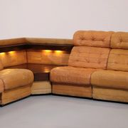 Superbe ensemble de canapés modulaires en cuir cognac des années 1970.