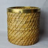 Rattan and brass book basket, Italy, 1970