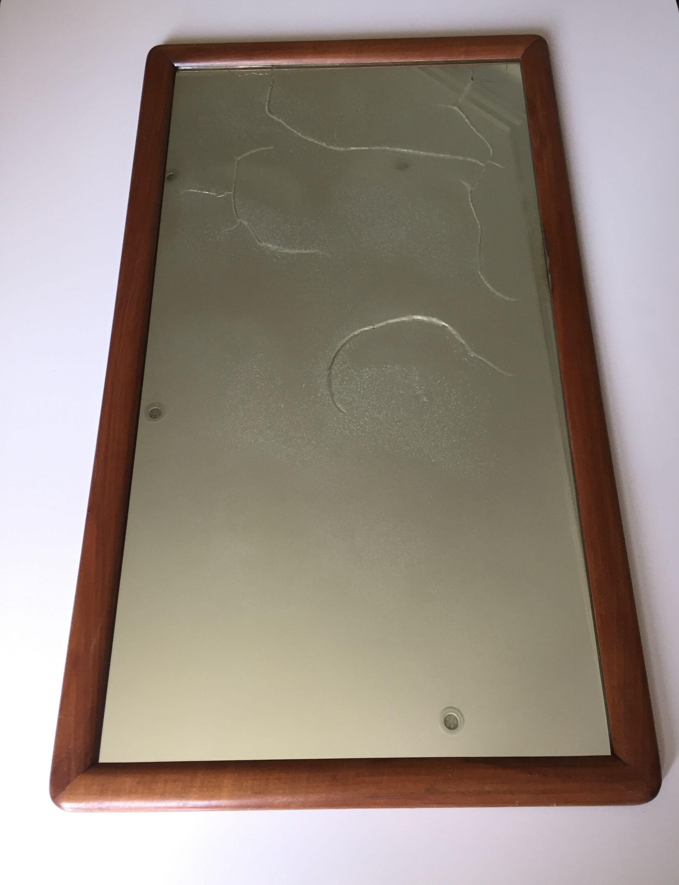 Antique mirror with solid wood frame