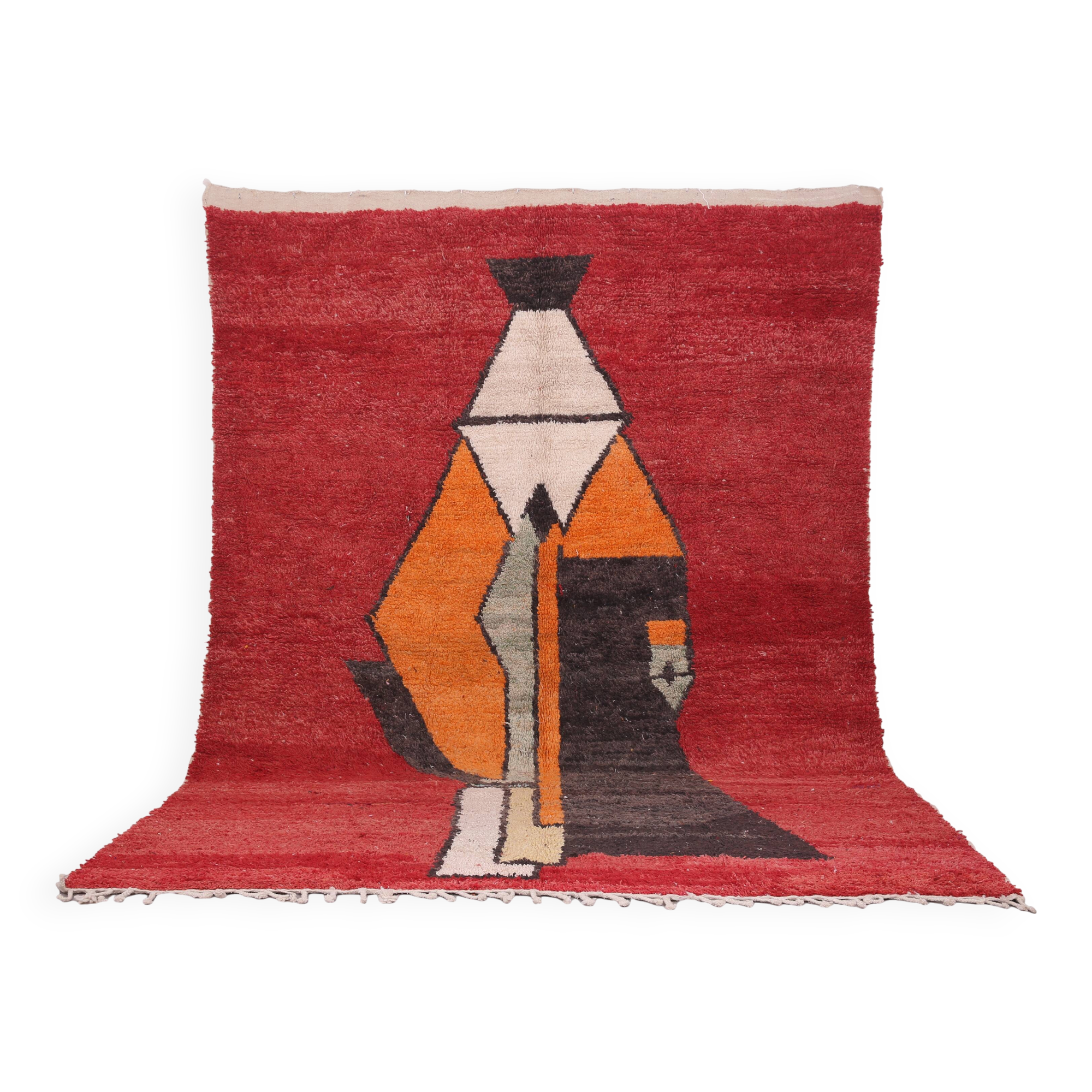 Abstract Vintage Moroccan Rug 238 x 334 - Berber Wool Rug - Handmade Rug