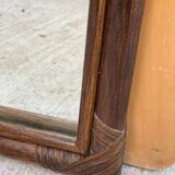 Bamboo and rattan mirror in the shape of an arch, dark oak satin finish 56x38