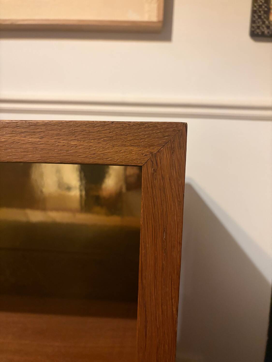 Wooden display cabinet with sliding doors