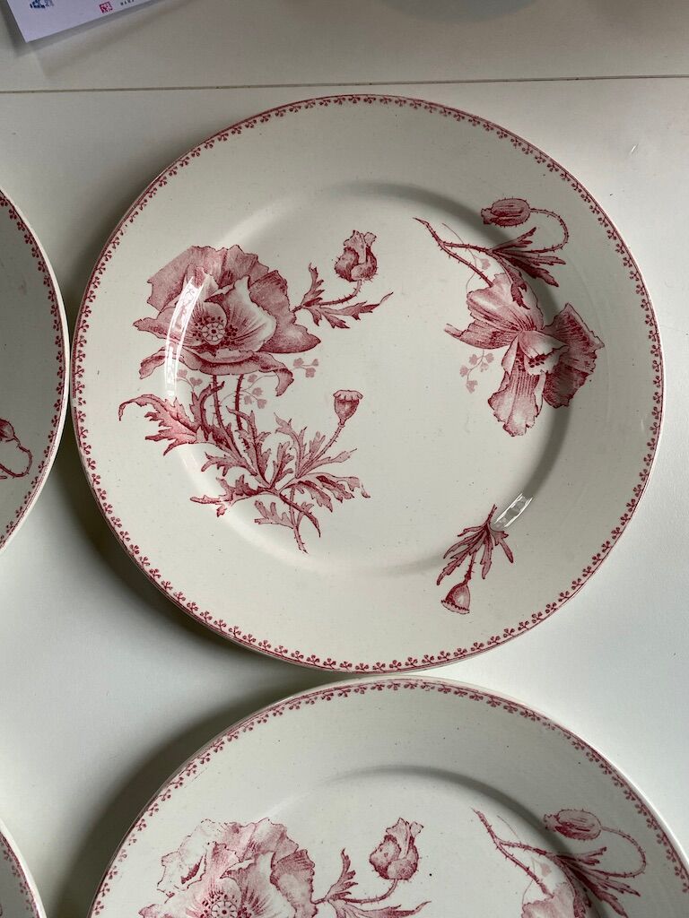 5 red decoration plates