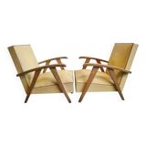 Paire de fauteuils vintage 1950 pieds compas