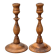 Pair of antique turned wooden candlesticks