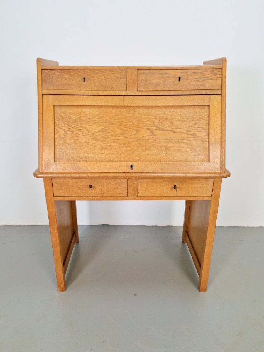 Art Deco Arts & Crafts Secretary in Natural Oak, 1930s