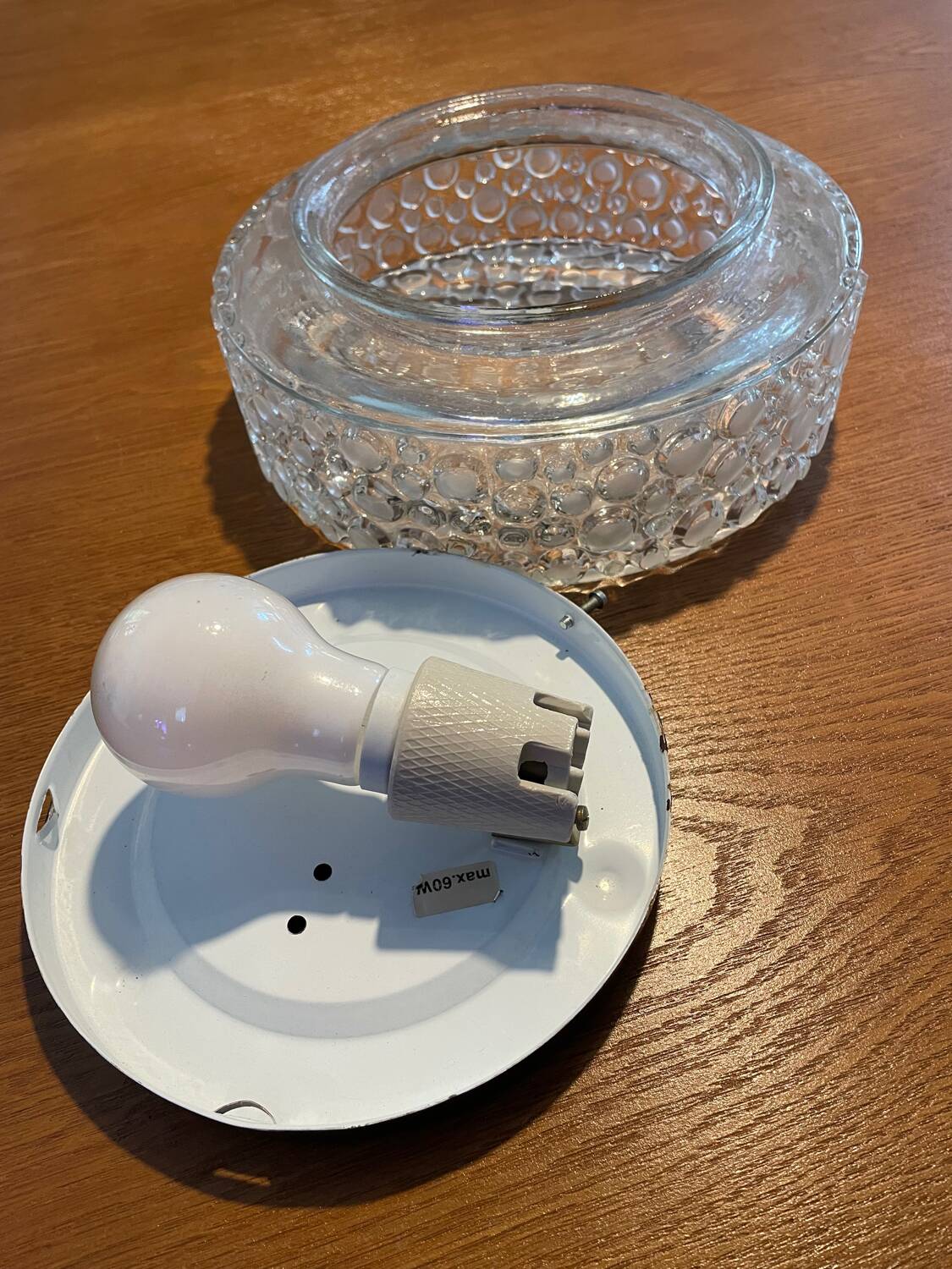 Vintage pressed glass ceiling light from the 1970s