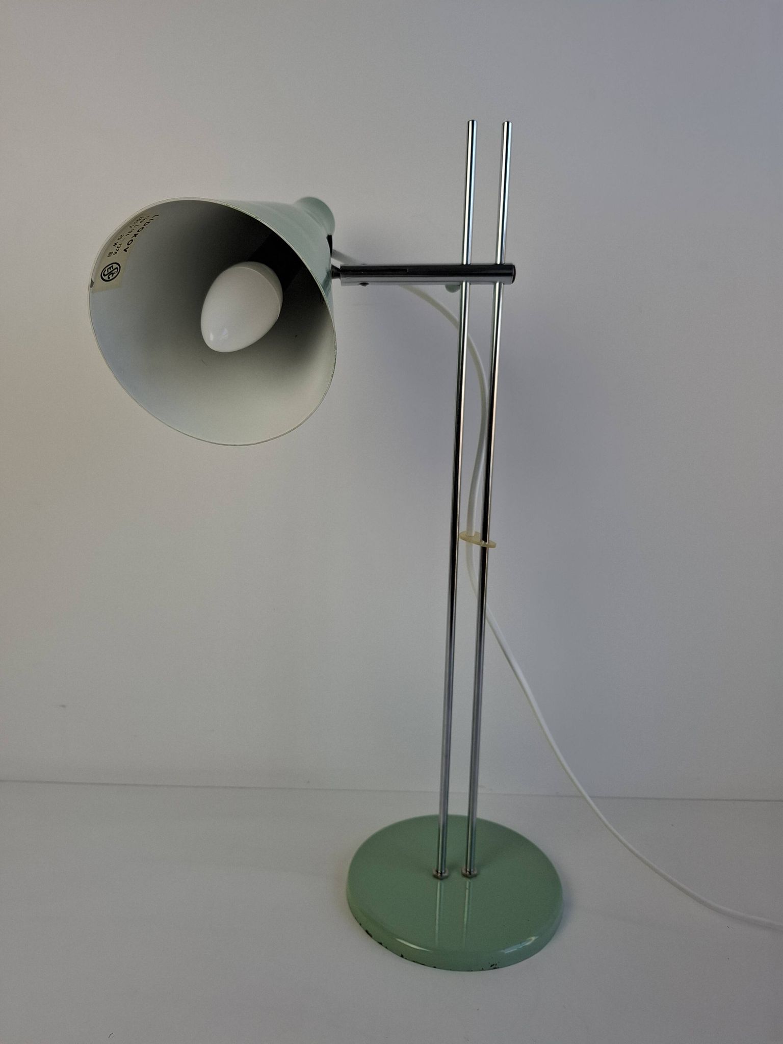 Josef Hůrka for Lidokov Midcentury Modern Table Lamp in Green Metal