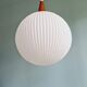 Scandinavian teak and white satin glass pendant light, 1960s