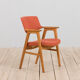 Erik Kirkegaard Oak desk chair in new pale red  wool upholstery.