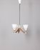 Vintage 50s chandelier in brass, wood and opal glass italian design
