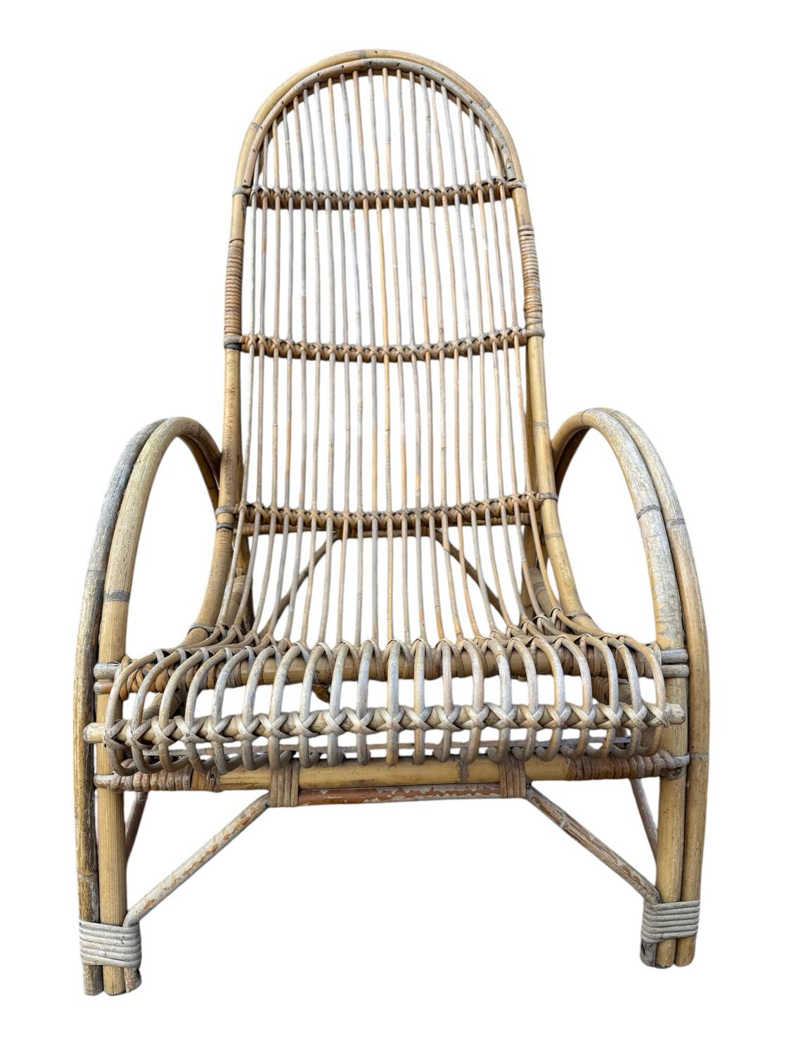 Huge pair of rattan armchairs from the 50s, South of France