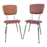 Set of 2 kitchen chairs in imitation leather from the 60s and 70s